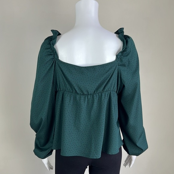 Topshop Dark Green Blouse - Picture 8 of 11